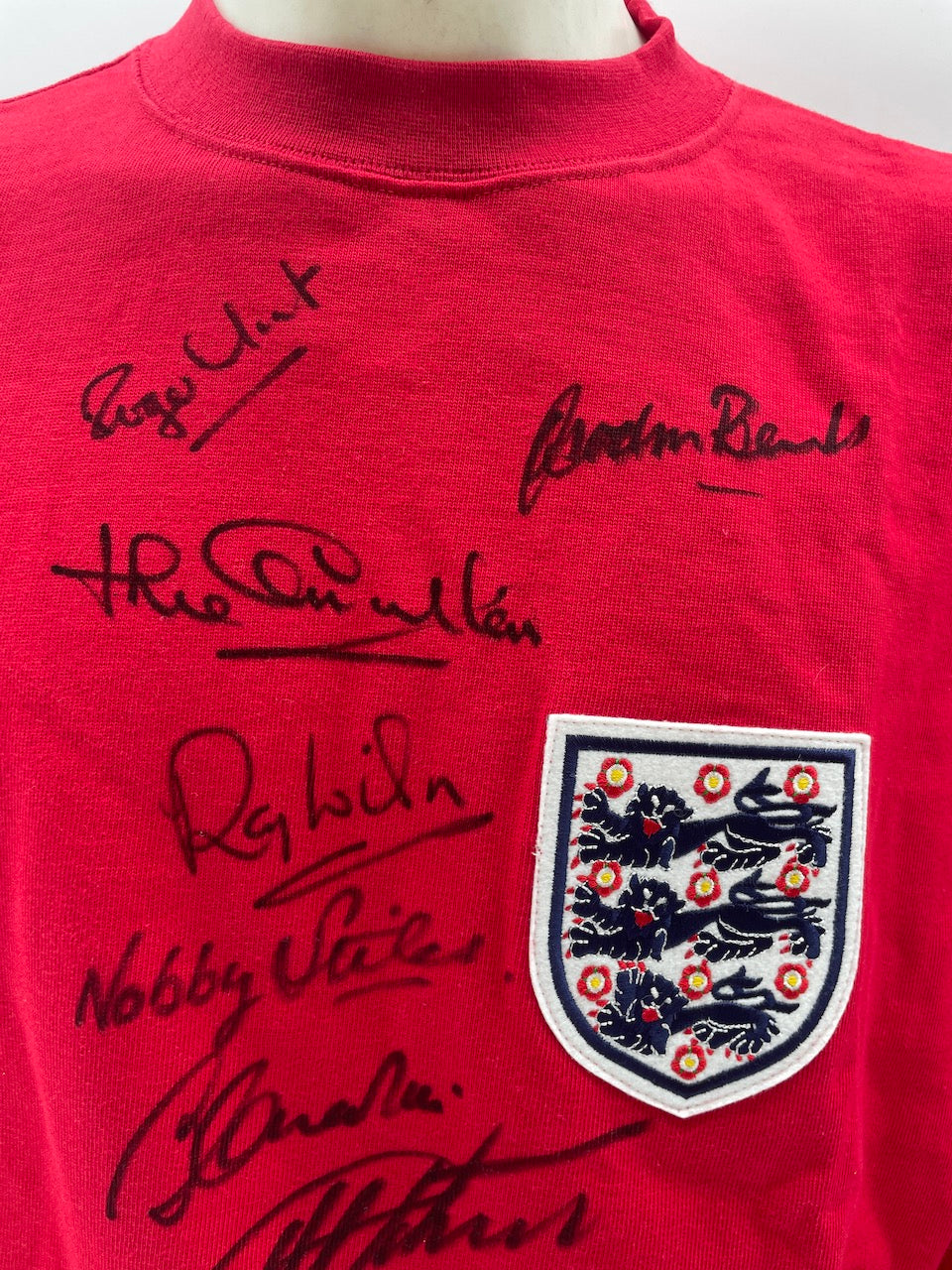 England Replika Finaltrikot WM 1966 10x signiert Autogramm Fußball COA Wembley L