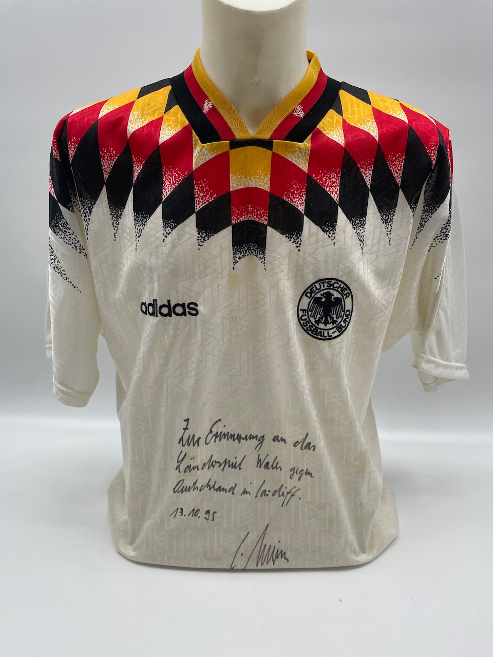 DFB MATCHWORN Trikot Christian Wörns signiert Adidas COA Deutschland L