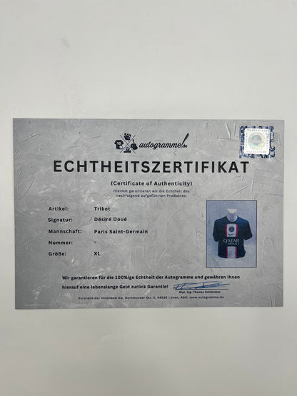 PSG Trikot Desire Doue signiert Autogramm Nike COA XL