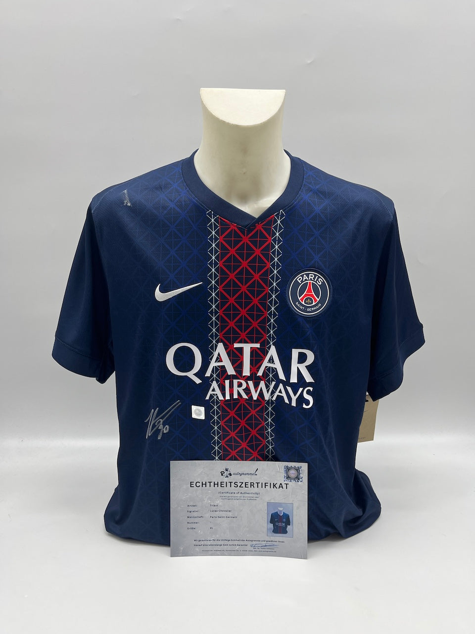 PSG jersey signed by Lucas Chevalier, Nike COA XL