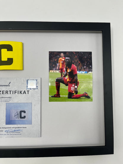Captain's armband Bafetimbi Gomis signed in frame Galatasaray COA