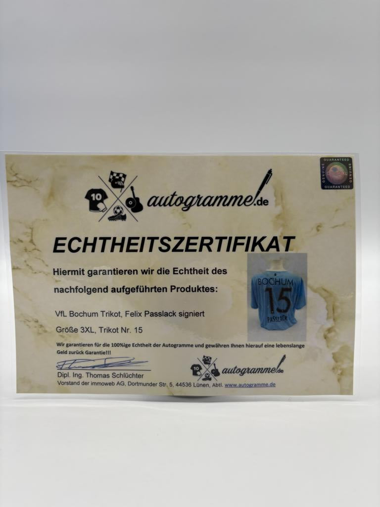 VfL Bochum jersey Felix Passlack signed Bundesliga Coa Mizuno 3XL