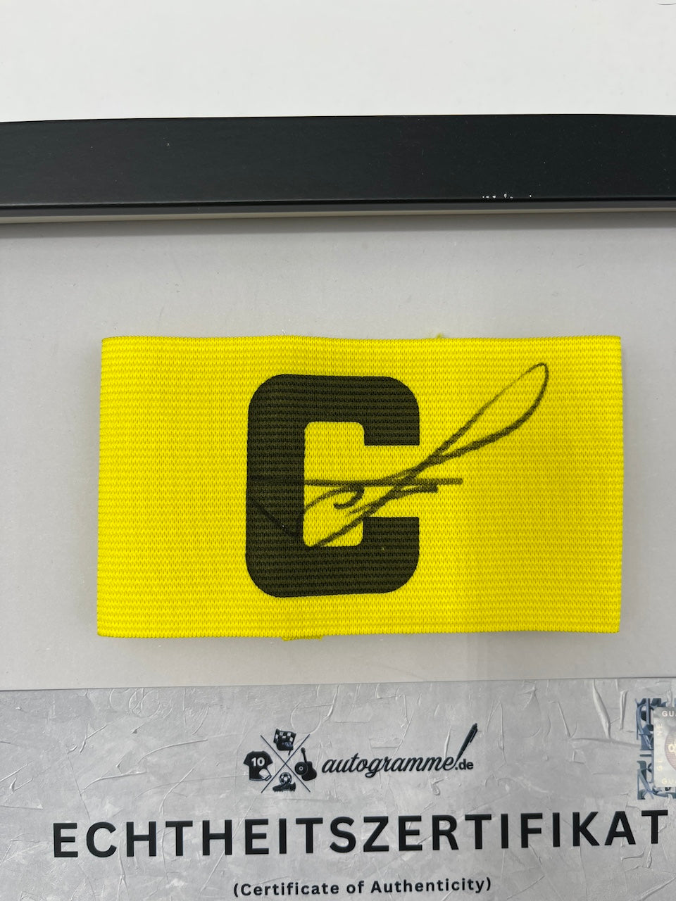 Captain's armband signed by Ruud Gullit in a frame Netherlands COA