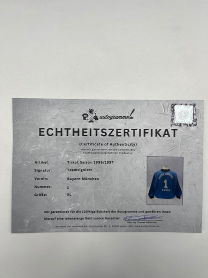 Bayern Munich jersey 1996/1997, team signed, autographed, Adidas XL