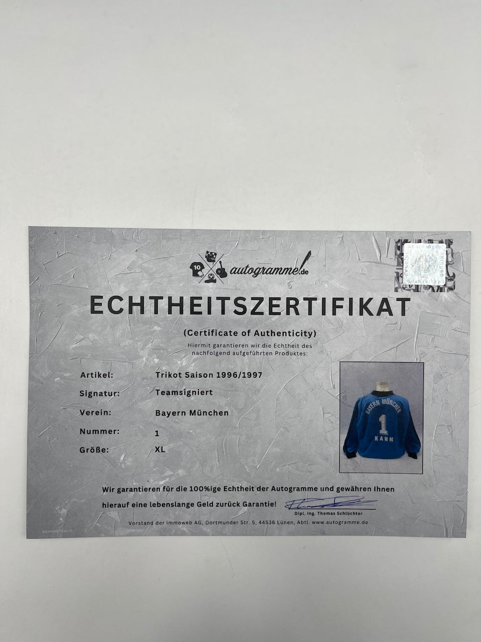 Bayern Munich jersey 1996/1997, team signed, autographed, Adidas XL