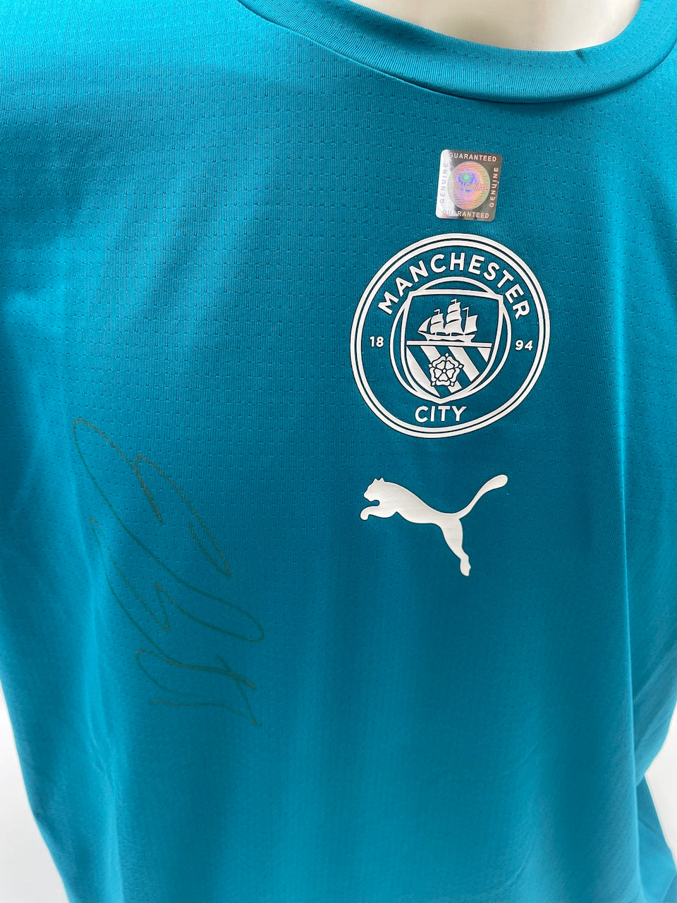 Manchester City Shirt Erling Haaland signiert Autogramm Fußball England Puma L