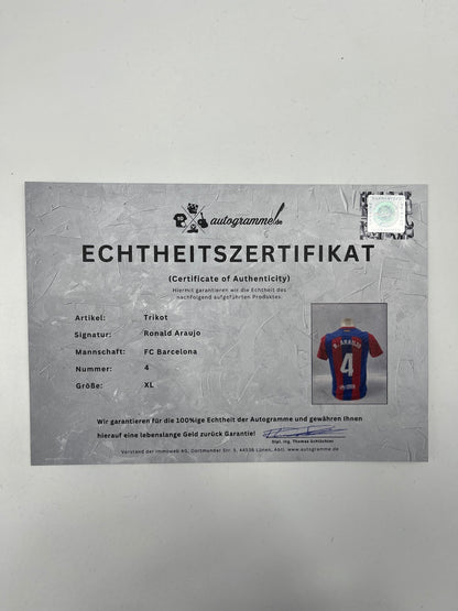 FC Barcelona Trikot Ronald Araujo signiert Autogramm Nike 176