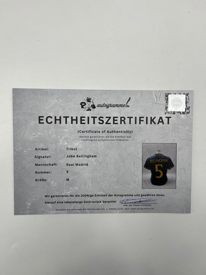 Real Madrid jersey signed by Jude Bellingham, autographed by Adidas COA M