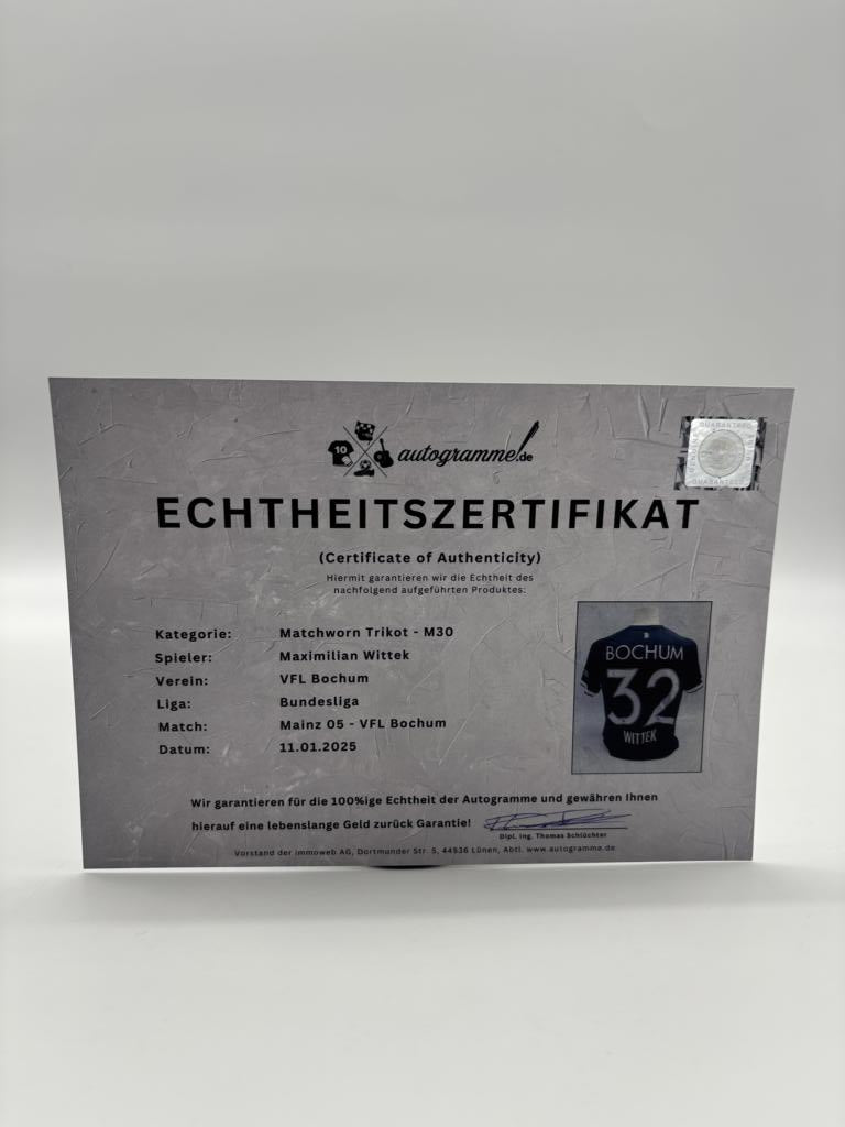 Matchworn VfL Bochum Worn & Signed by Maximilian Wittek Mainz-Bochum