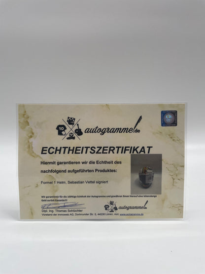 Sebastian Vettel Formel 1 Helm Unterschrift und Echtheitszertifikat 1:1