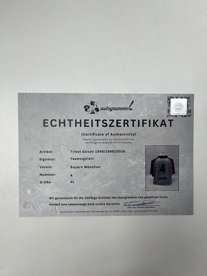 Bayern Munich jersey 1998/1999/2000, team signed, autographed, Adidas COA, XL