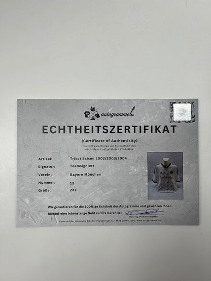 Bayern Munich jersey 2002/2003/2004, team signed, autographed, Adidas, 2XL
