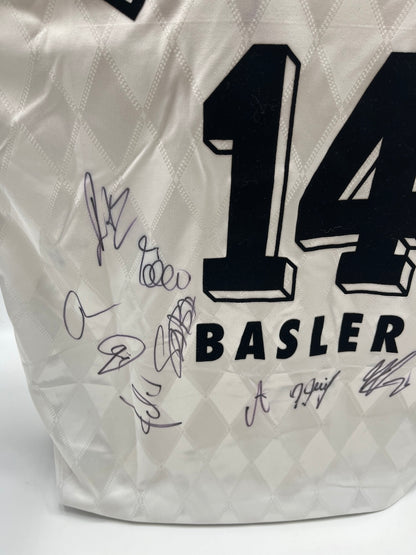 Bayern Munich jersey 1996/1997/1998, team signed, autographed, Adidas, XL