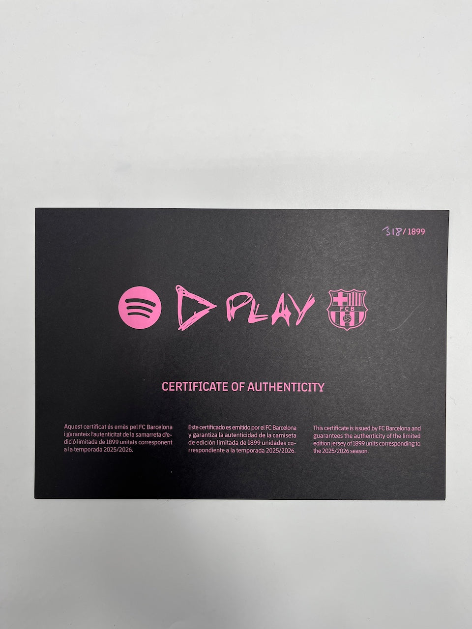 Limited edition Barcelona x Play Ed Sheeran jersey, size S 318/1899