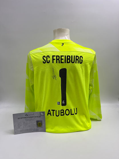 SC Freiburg Torwarttrikot signiert Noah Atubolu Autogramm Nike XL