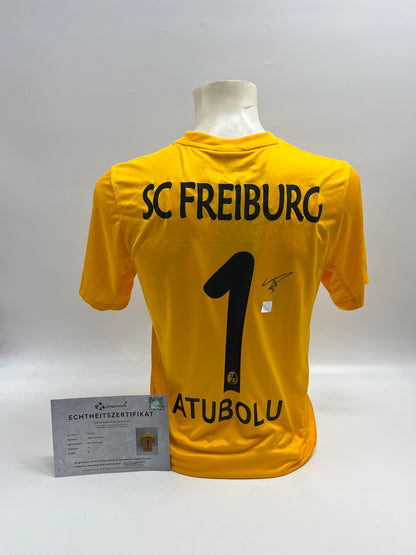 SC Freiburg Torwarttrikot signiert Noah Atubolu Autogramm Nike S