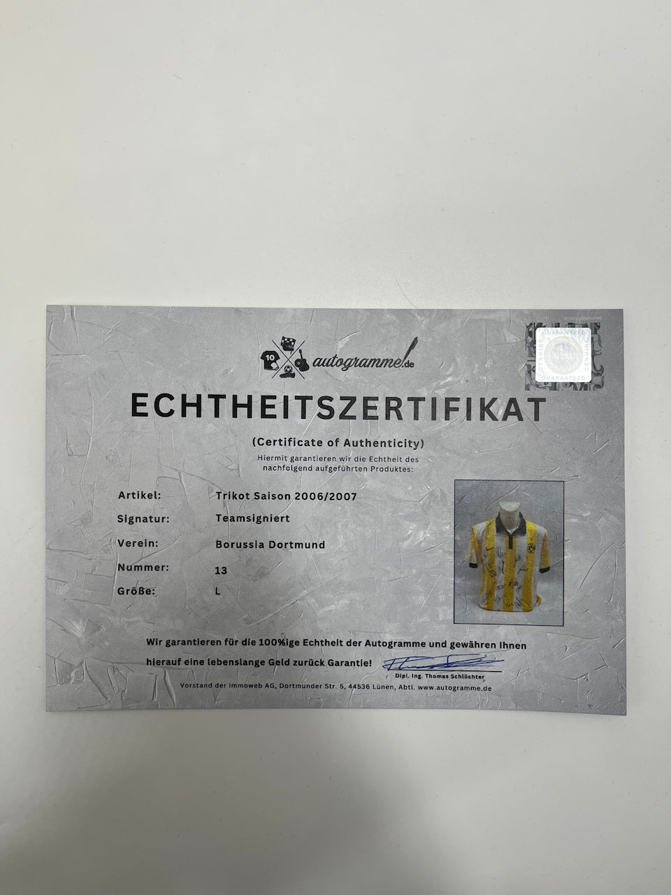 BVB Trikot 2006/2007 Teamsigniert Borussia Dortmund COA Nike L