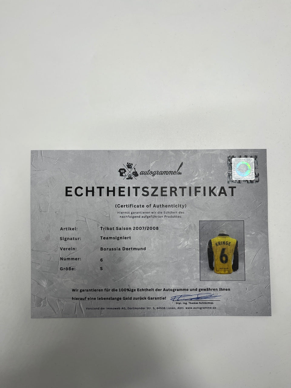 BVB Trikot 2007/2008 Teamsigniert Borussia Dortmund COA Nike S