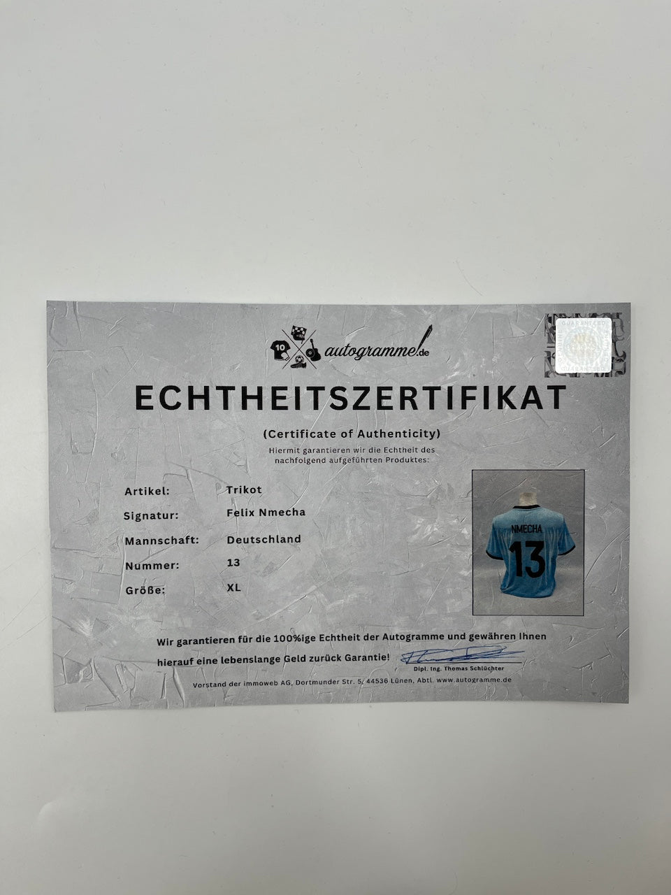 DFB Trikot Felix Nmecha signiert Autogramm Adidas COA neu XL