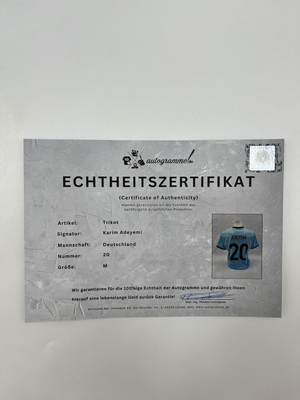 DFB Trikot Karim Adeyemi signiert Autogramm Adidas COA M
