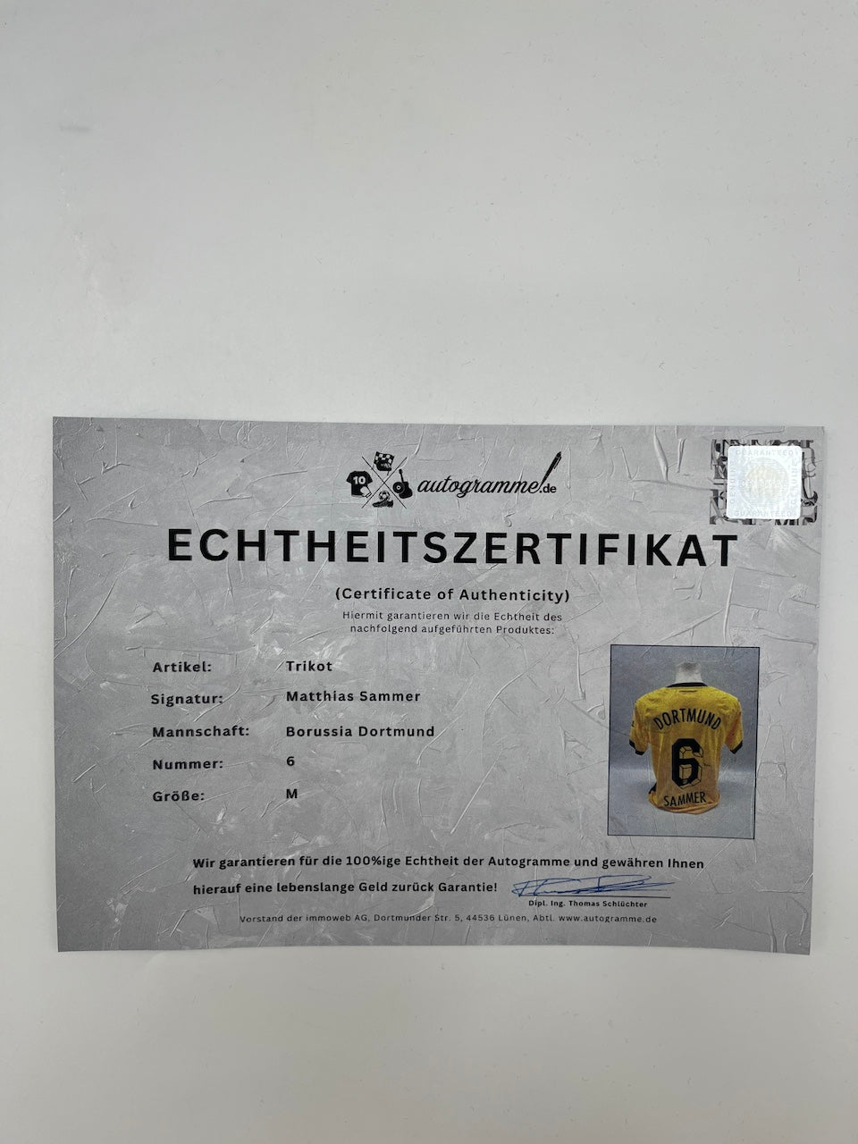 Camiseta auténtica del Borussia Dortmund firmada por Matthias Sammer BVB Puma M