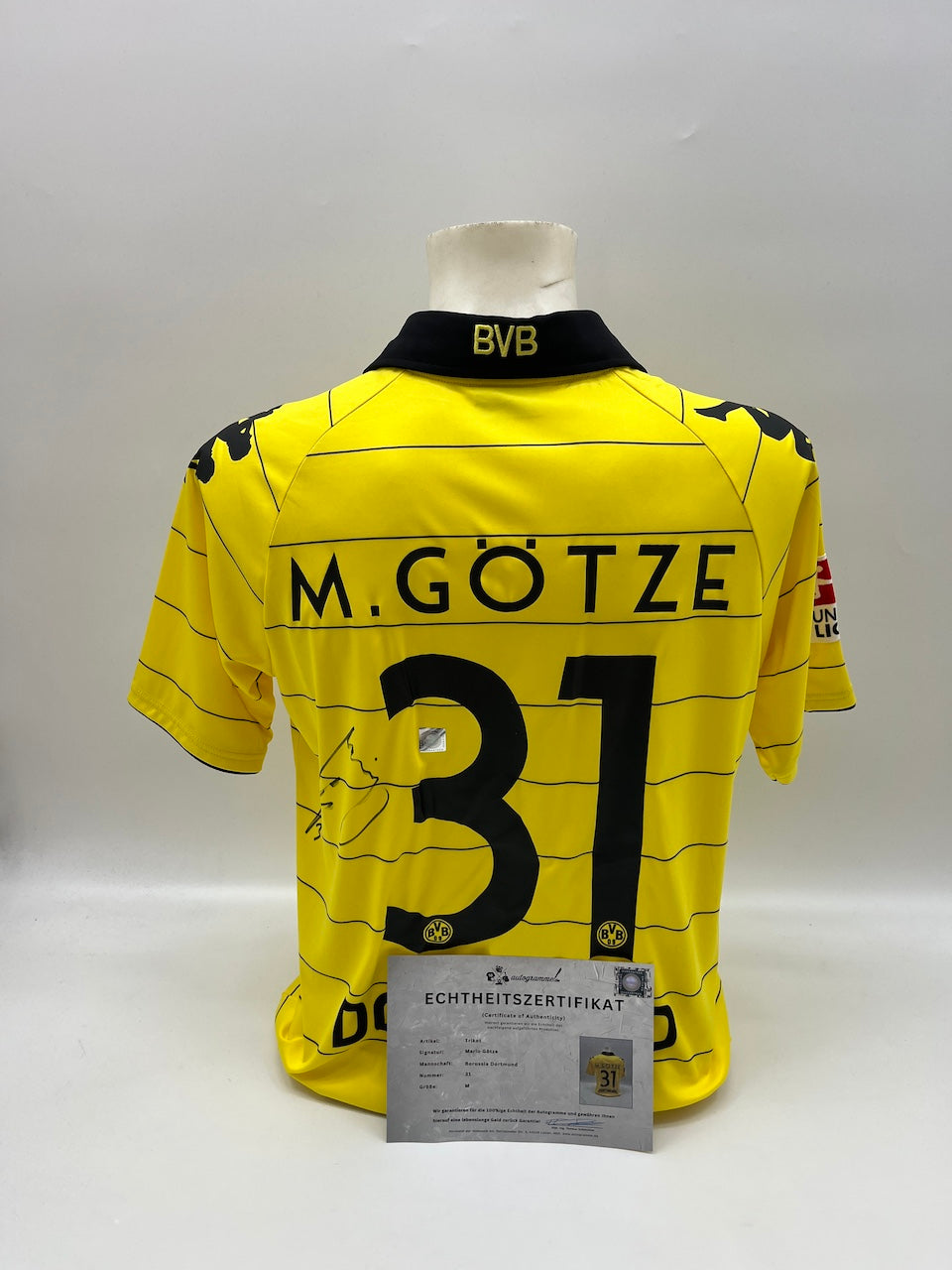 Camiseta del Borussia Dortmund firmada por Mario Götze, BVB Kappa M