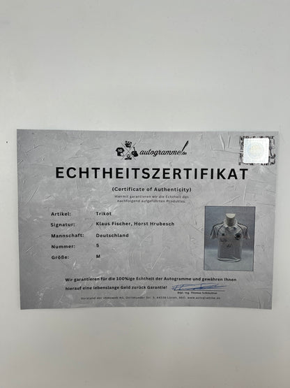 DFB Repro Jersey Klaus Fischer &amp; Horst Hrubesch signed Adidas COA M