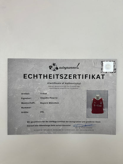 Camiseta del Bayern de Múnich con autógrafo de Claudio Pizarro, certificado de autenticidad de Adidas, talla 2XL