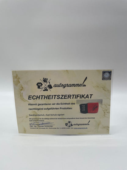 Sandbag glove axel Schulz signed autograph signature boxes new