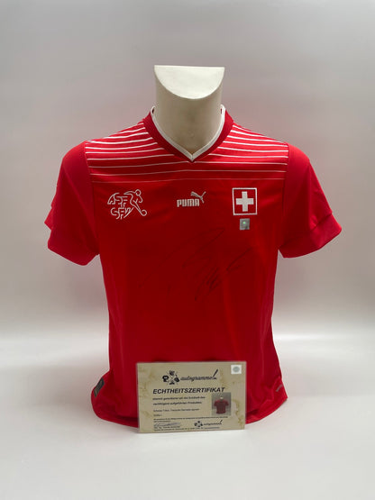 Schweiz Trikot Tranquillo Barnetta signiert Puma Autogramm handsigned L