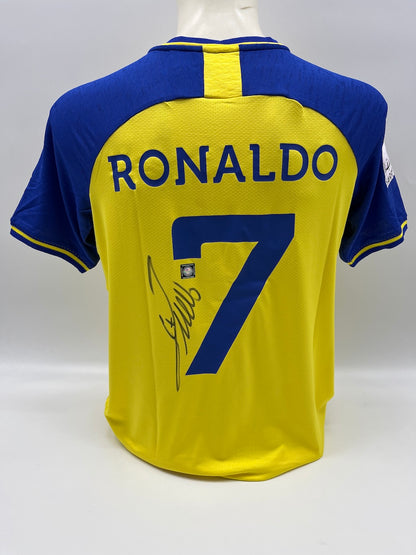 Al Nassr FC jersey signed by Cristiano Ronaldo, autograph COA M