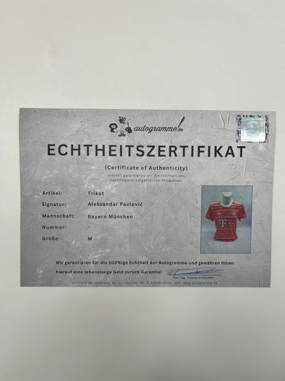 Bayern München Trikot Aleksandar Pavlovic signiert Autogramm Adidas COA M