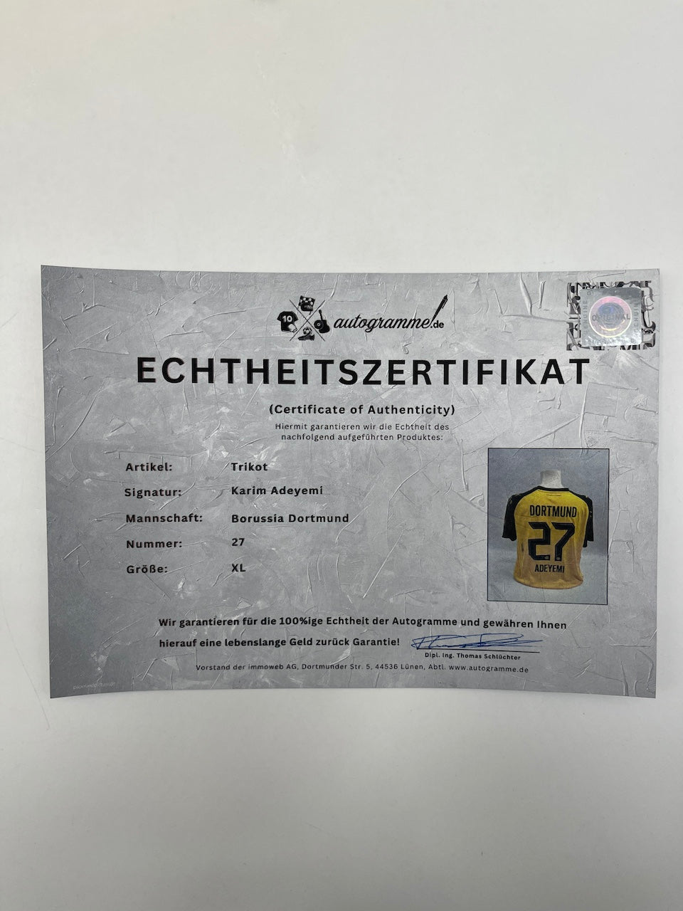 Borussia Dortmund Trikot Karim Adeyemi signiert BVB Puma XL