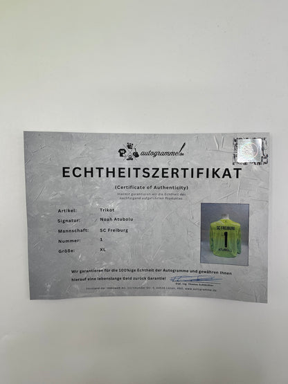 Camiseta de portero del SC Freiburg firmada por Noah Atubolu, Nike XL