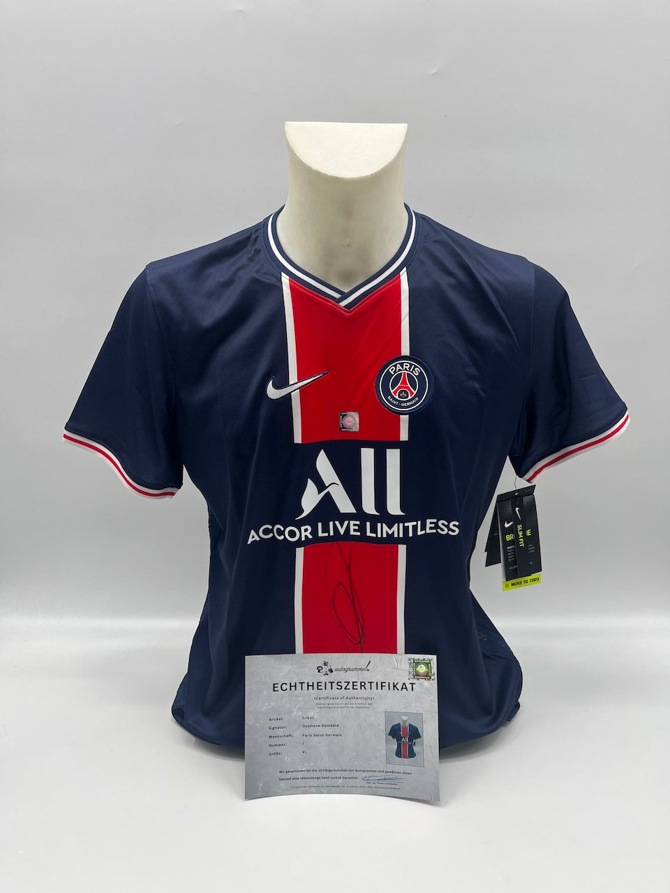 PSG Damen-Trikot Ousmane Dembele signiert Autogramm Nike COA XL