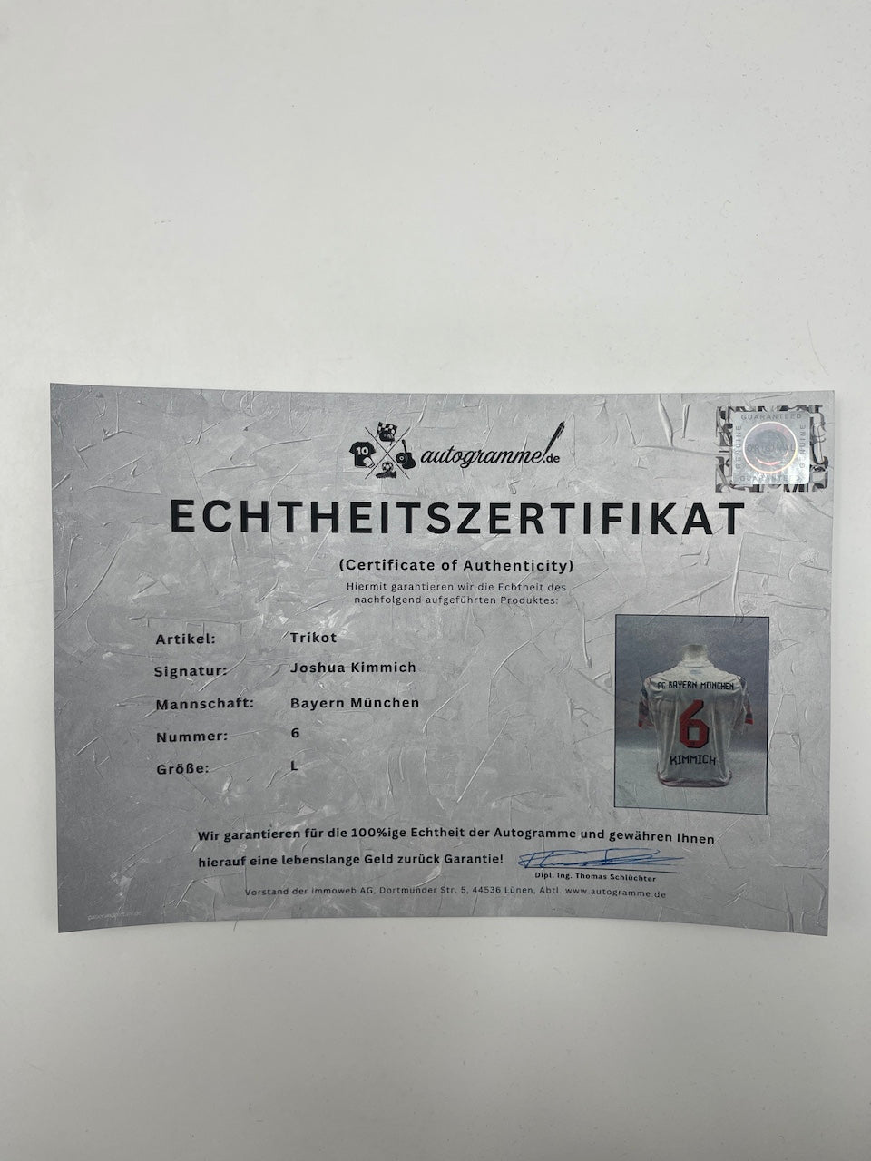 Bayern München Trikot Joshua Kimmich signiert Adidas COA L