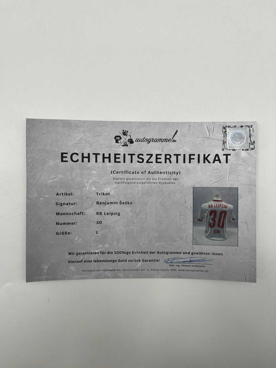 RB Leipzig Trikot Benjamin Sesko signiert Autogramm Puma COA L