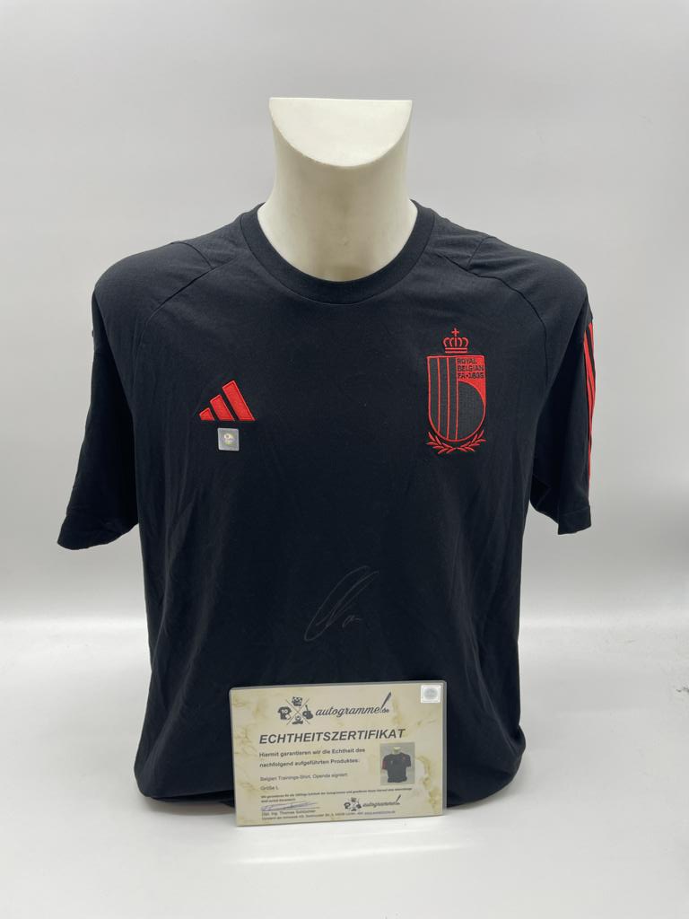 Belgien Trainingsshirt  Lois Openda signiert Adidas COA  Autogramm L