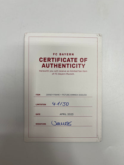 Bayern München Trikot Joshua Kimmich signiert im Rahmen COA Adidas 41/50