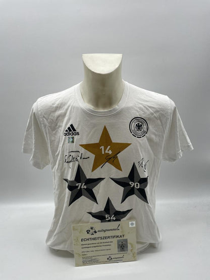 DFB Shirt Völler, Götze and Breitner signed Adidas Coa Autogram M/L