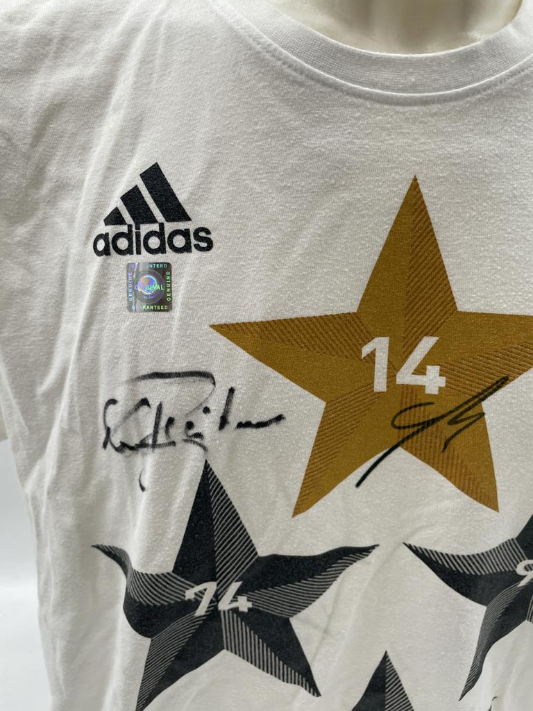 DFB Shirt Völler, Götze und Breitner signiert Adidas COA  Autogramm M/L
