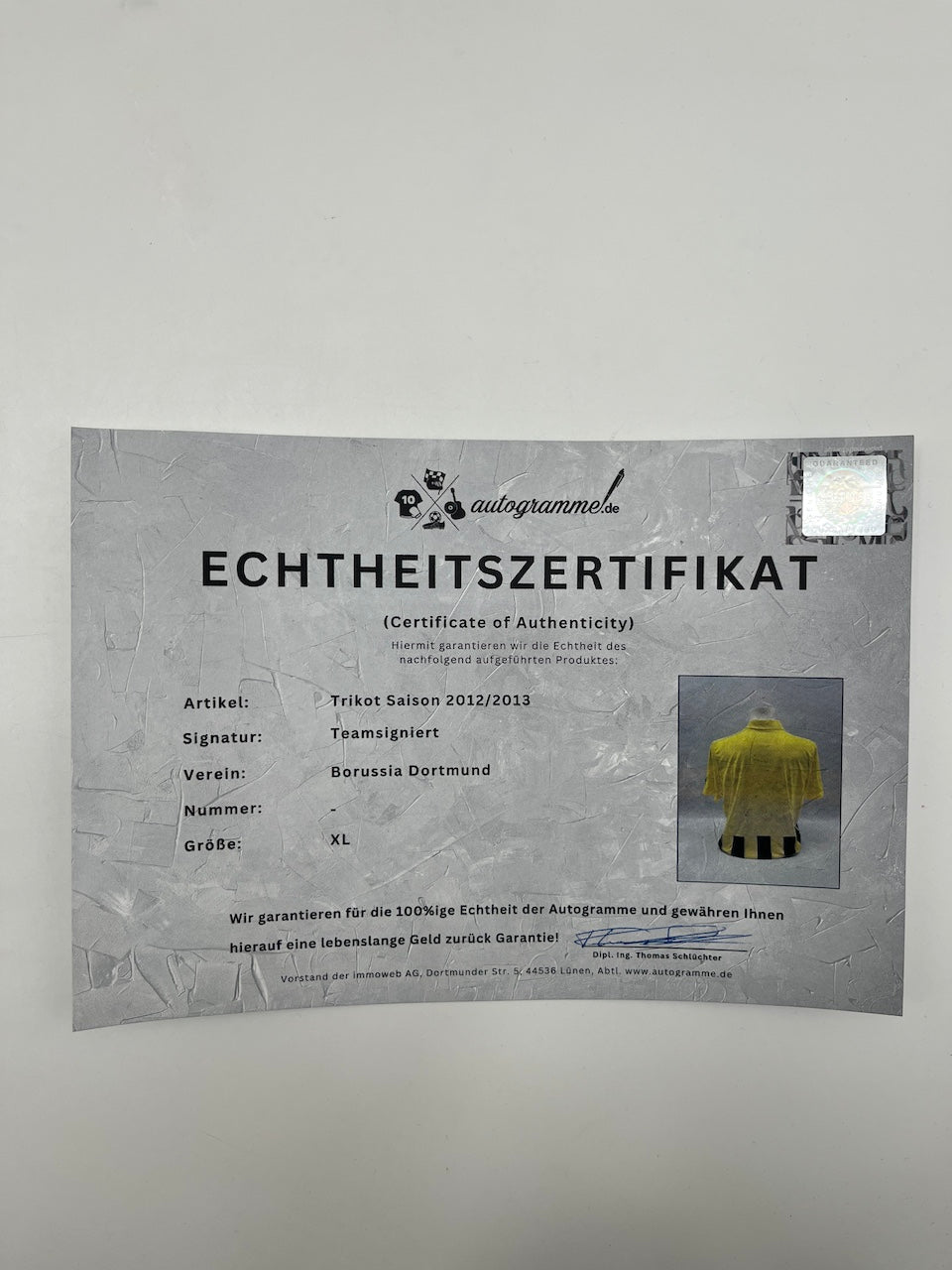 BVB Trikot 2012/2013 Teamsigniert Borussia Dortmund COA Puma XL