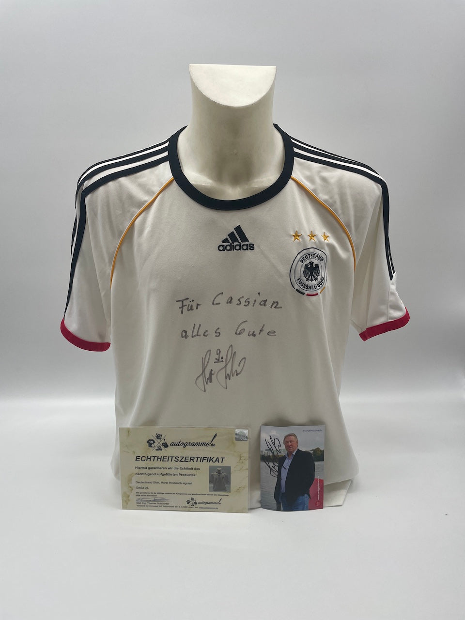 DFB Shirt Horst Hrubesch signiert Adidas COA Deutschland DFB Autogramm XL