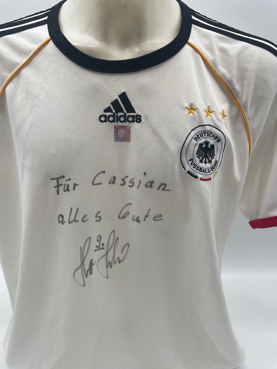 DFB Shirt Horst Hrubesch signiert Adidas COA Deutschland DFB Autogramm XL