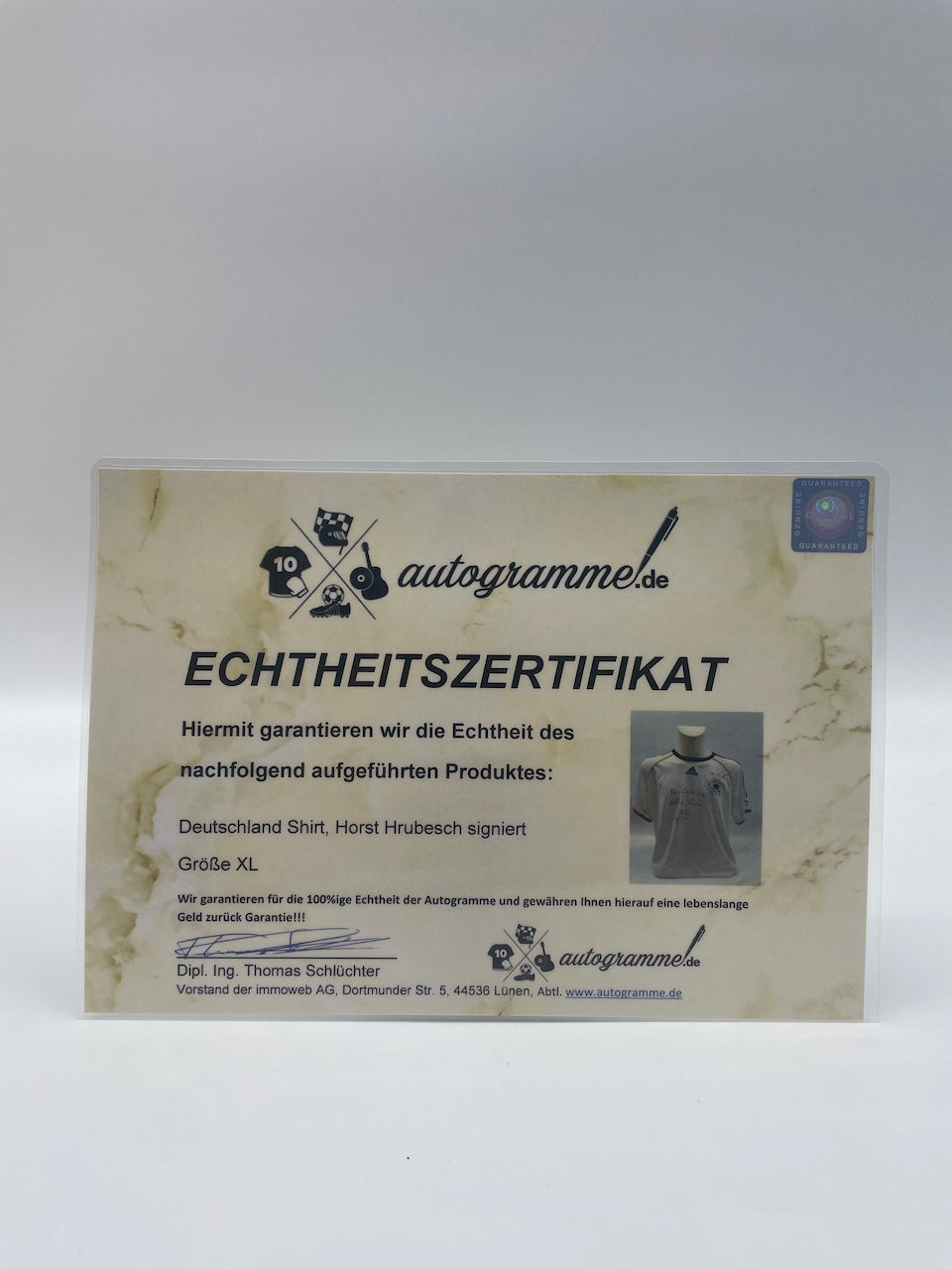 DFB Shirt Horst Hrubesch signiert Adidas COA Deutschland DFB Autogramm XL