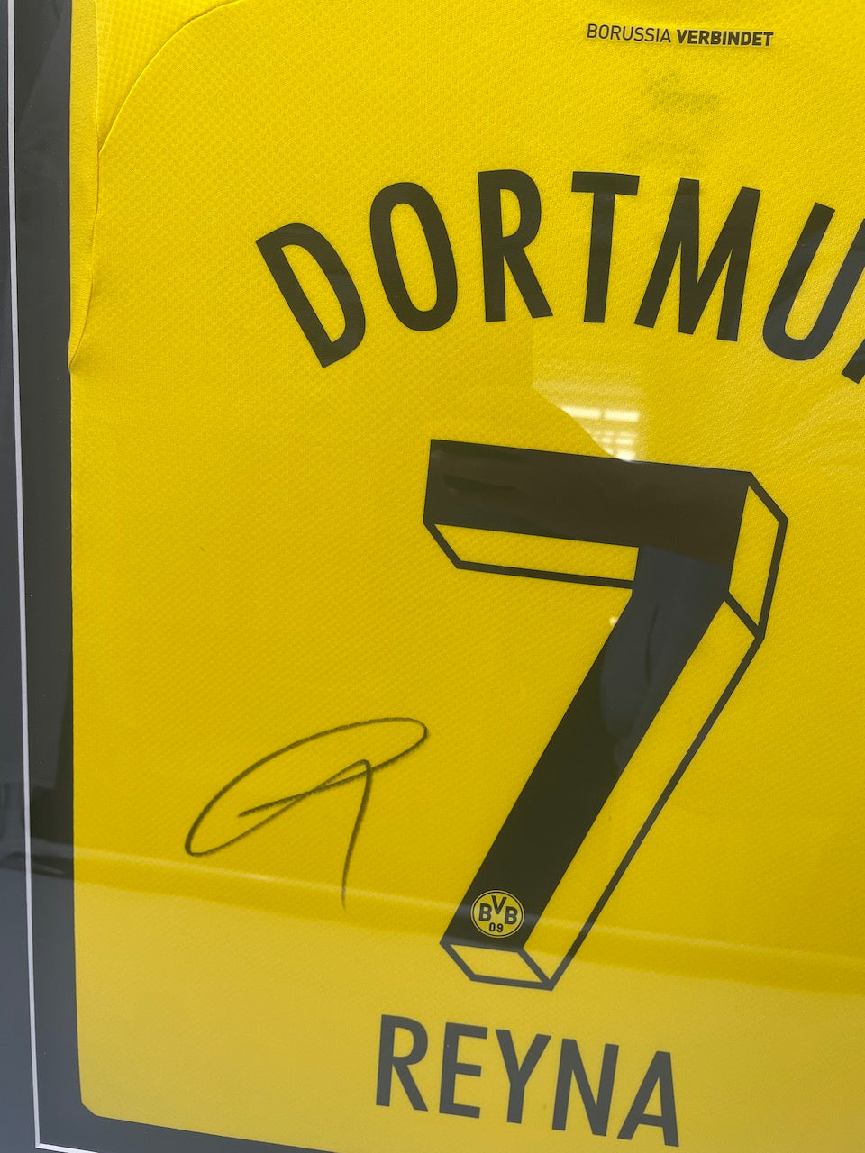 Borussia Dortmund Trikot Giovanni Reyna signiert im Rahmen Puma BVB