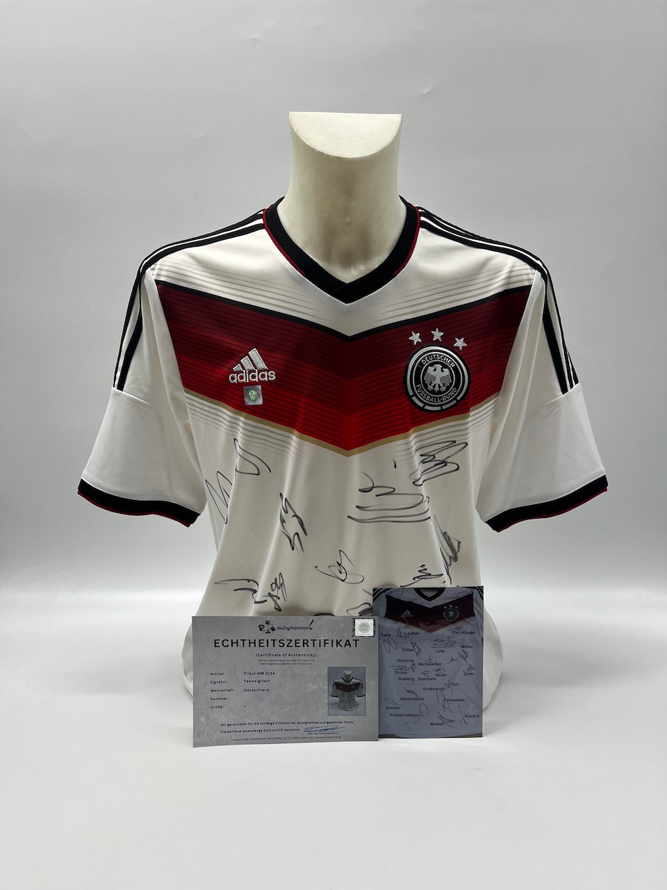 Deutschland Trikot WM 2014 Teamsigniert Autogramm DFB Weltmeister Adidas L