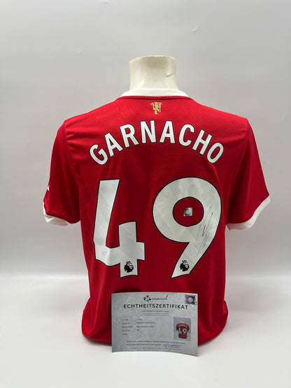 Manchester United Trikot Alejandro Garnacho signiert Autogramm Adidas COA L