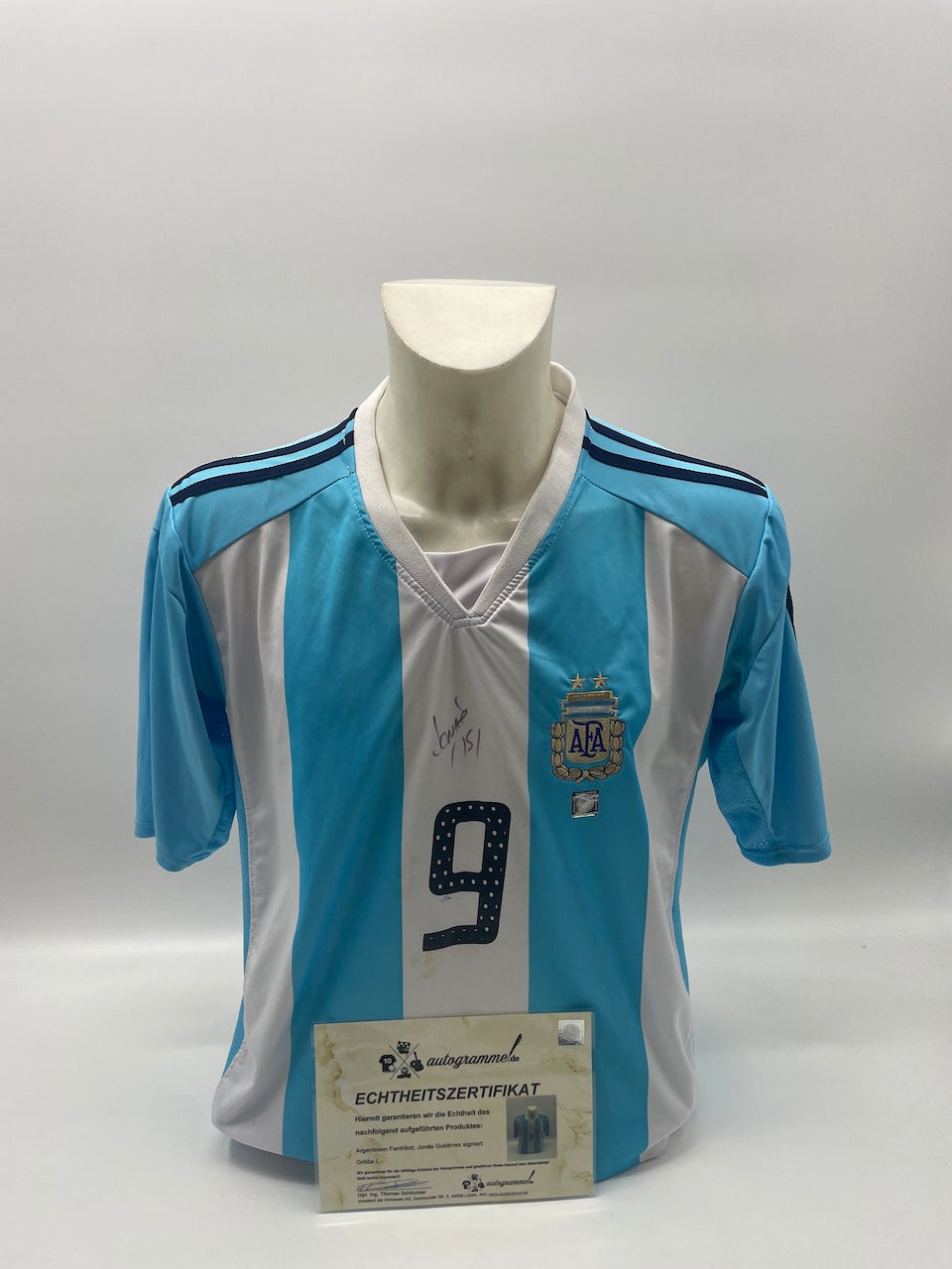 Argentinien Trikot Jonas Gutierrez signiert Autogramm Adidas COA L