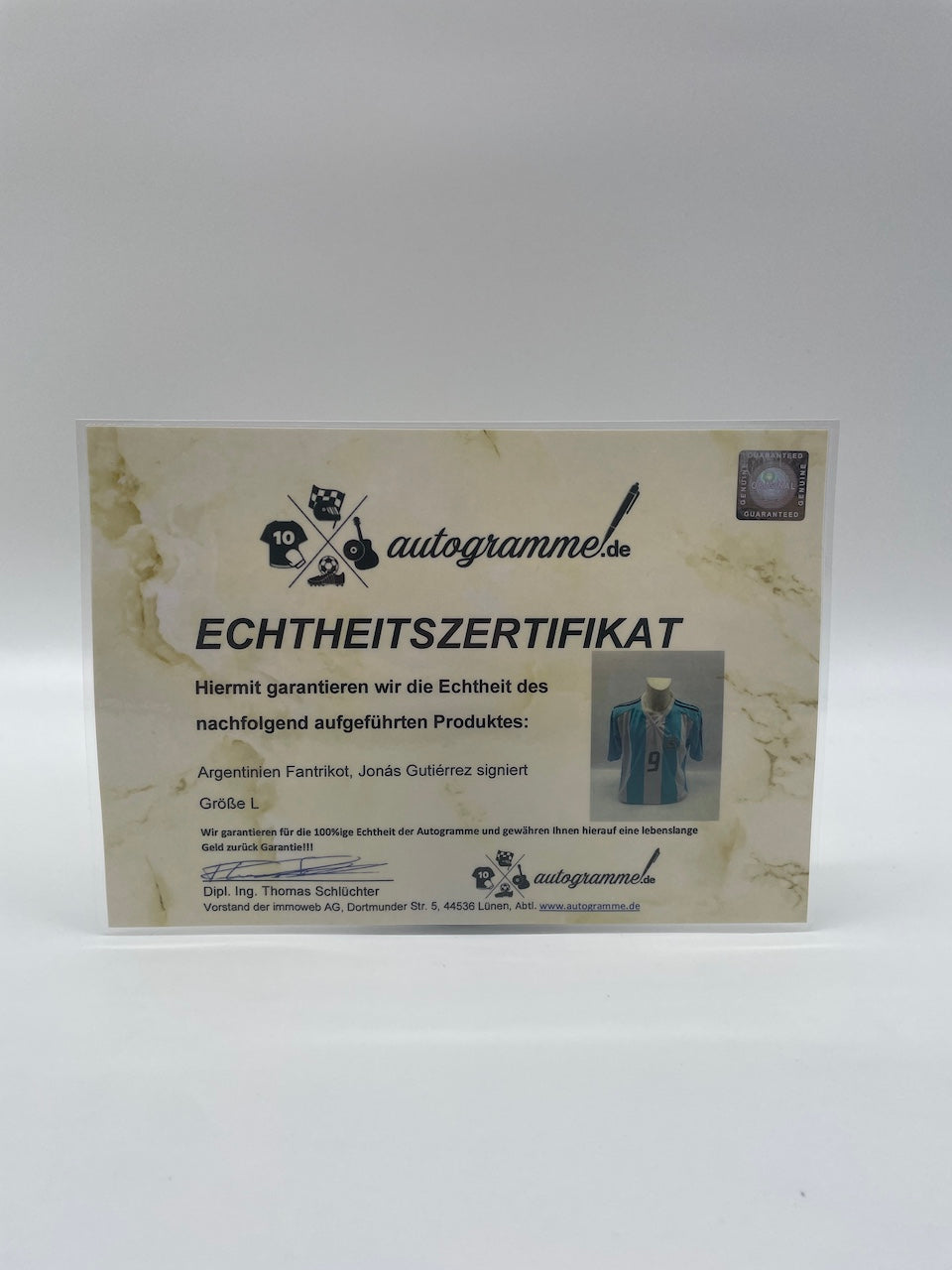 Argentina jersey Jonas Gutierrez signed autograph adidas coa l